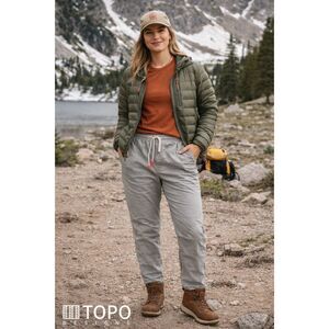 TOPO DESIGNS Classic Gray Drawstring Hiking Dirt Pants Trousers  Women's Size XL